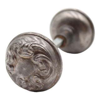 Pair of 1900s Steel Art Nouveau Passage Door Knobs For Sale