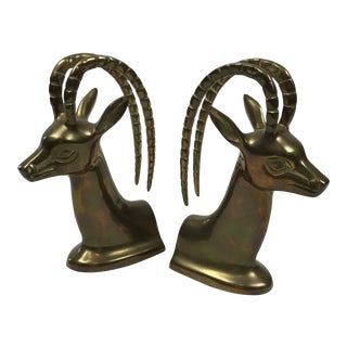 Brass Ibex Bookends For Sale