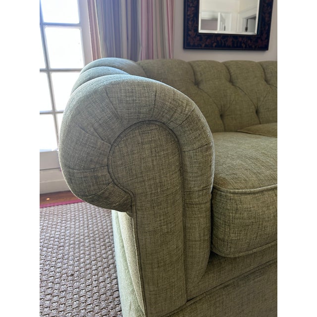 English Never Used Grand 90" Custom 8-Way Hand Tied Tufted Sofa, Pindler Performance Textured Fabric. For Sale - Image 3 of 7