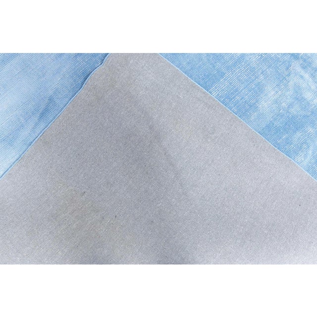 "Skywash" Modern Hand-Knotted Solid Light Blue Linen Rug by Doris Leslie Blau For Sale - Image 4 of 6