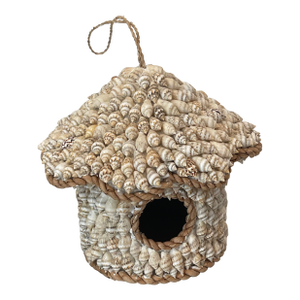 Small Bird House Sea Shell Encrusted