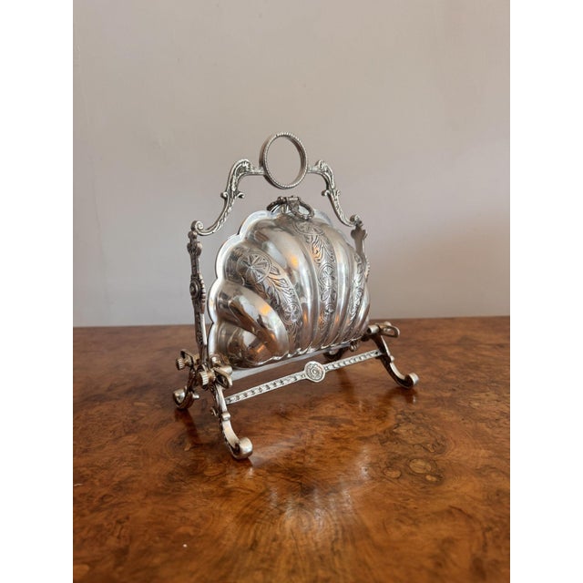 Antique Silver-Plated Folding Shell Biscuit Box, 1880 For Sale - Image 6 of 8