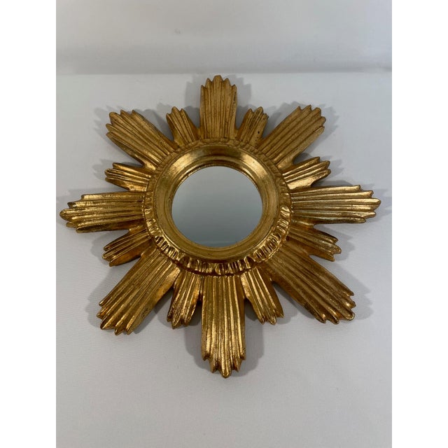 Mid-Century Modern 1960s Italian Florentine Radiant Giltwood Sunburst Wall Mirror For Sale - Image 3 of 15