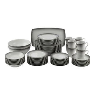 1960s Rosenthal Evensong Estate Set White Porcelain Platinum Dinnerware Service for 12 - 75pcs For Sale