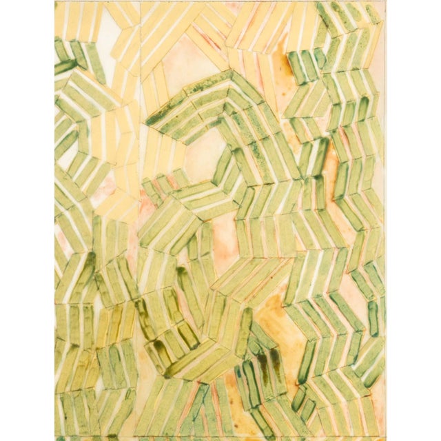 Green Joseph L. Gardella Zig-Zag Composition Mixed Media For Sale - Image 8 of 10