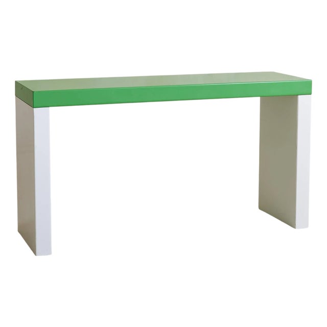 Italian Postmodern Green + White Steel Console or Desk For Sale
