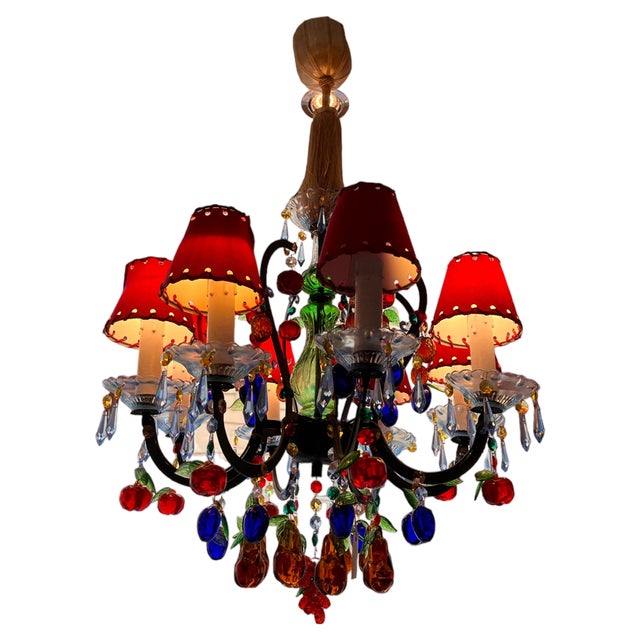 Mid-Century Glass Chandelier, 1960s For Sale