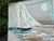 Vintage Oversized Contemporary Coastal Sailboat Painting in Brass Frame, Signed For Sale - Image 4 of 12