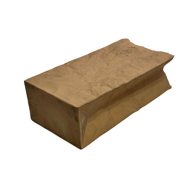 Brown Michael Harvey "Paper Bag" Ceramic Vase, Crinkle Craft Collection For Sale - Image 8 of 9
