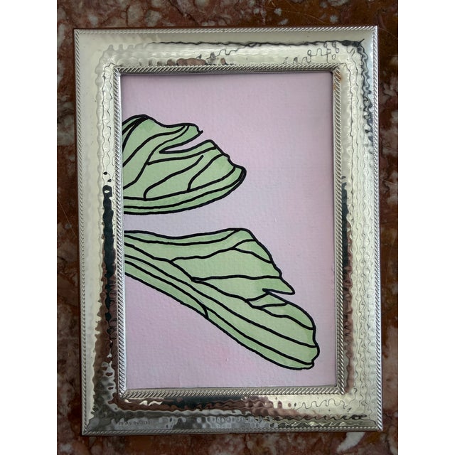Art Deco Silver Plated Francesca Moretti Silverstar International Frame + Abstract Painting by Jette Moore For Sale - Image 3 of 12