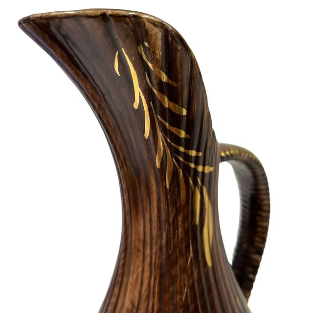 1940s Vintage Hand-Painted Ceramic European Ewer For Sale - Image 5 of 9