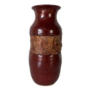 1980’s Vintage Organic Art Studio Pottery Vase – Signed For Sale