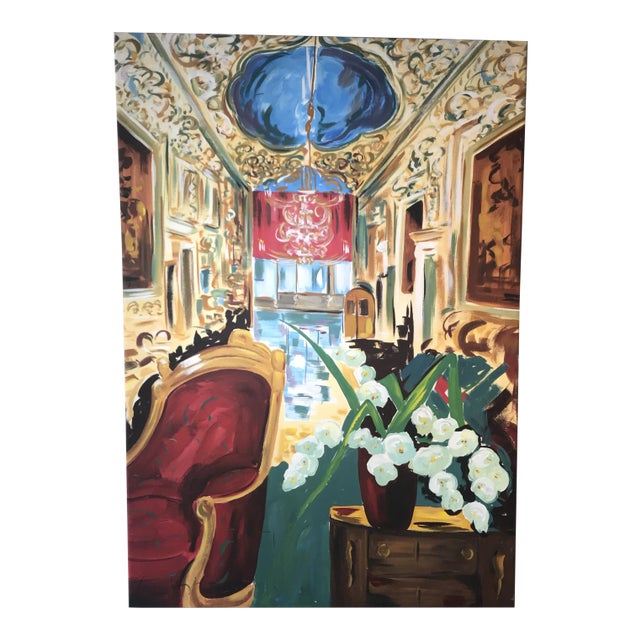 Large Original Interior Scene Oil Painting Chairish