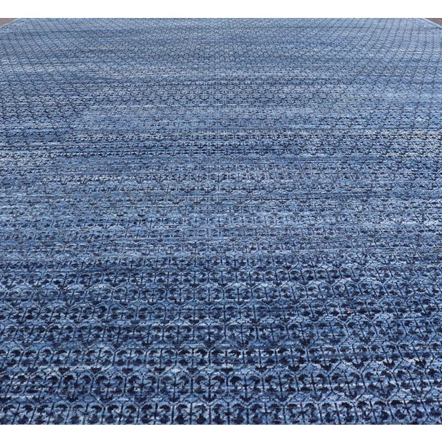 Modern Mamluk Rug With Ottoman Design in Navy Blue by Keivan Woven Arts 8'11 X 11'8 For Sale - Image 3 of 12