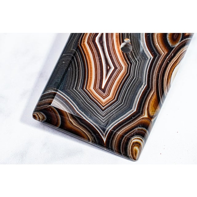 Mesmerizing Antique Victorian Polished Agate Stone Desk Ink Blotter For Sale In New York - Image 6 of 13