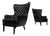 Mid 20th Century Pair of Sculptural Danish Wingback Chairs in Black Leather Attributed to Georg Kofoed For Sale
