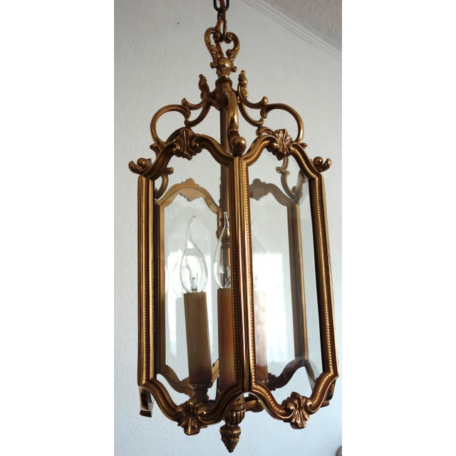Gold Brass and Glass Lantern Pendant, 1960s For Sale - Image 8 of 17