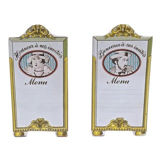Vintage French Ceramic Menu Plaques, Pr For Sale