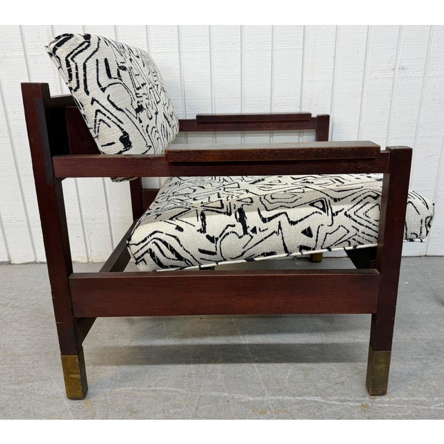 This listing is for a Mid-Century Modern Rosewood Arm Chair. Featuring a straight line design, rosewood frame, new white...