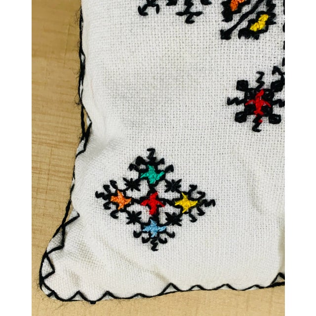 White Hand Embroidered Boho Chic Small Compatible Pillows, Set of Four For Sale - Image 8 of 11