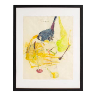 1960s Abstract Mixed Media Painting by Walter Sorge For Sale