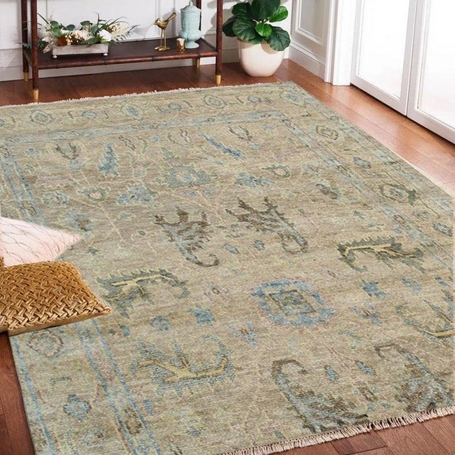 9x12 Ivory Hand-Knotted Wool Faded Serenity Classic Traditional Carpet Rug For Sale - Image 14 of 15