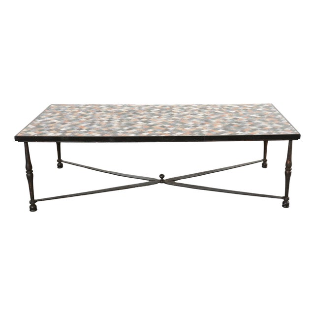 Monumental Italian Mosaic Marble Top Specimen Cocktail Table For Sale