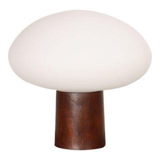 Vintage Mushroom Table Lamp With Frosted Glass Shade and Walnut Base by Laurel For Sale