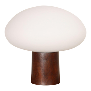 Vintage Mushroom Table Lamp With Frosted Glass Shade and Walnut Base by Laurel