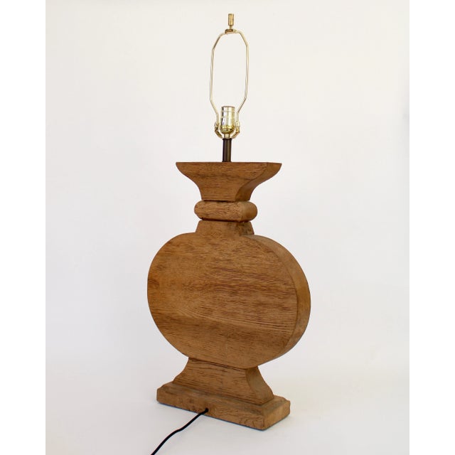 Brown French Oak Monumental Architectural Table Lamp in Taste of Moreux For Sale - Image 8 of 13