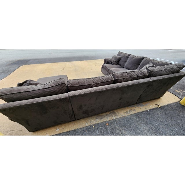 Four-Piece Forest Green Corduroy Sectional Sofa Attributed to Arhaus For Sale In Washington DC - Image 6 of 8