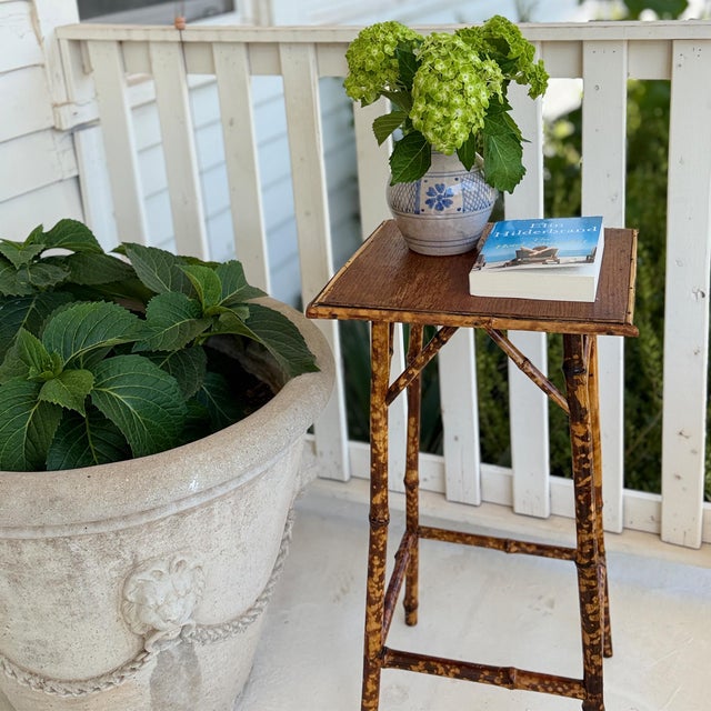 English Antique English Tortoiseshell Bamboo Tall Side Table or Plant Stand, Circa 1900 For Sale - Image 3 of 11