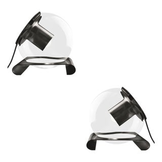 Black Metal The Globe Table Lamps by Joe Colombo for Oluce, Set of 2 For Sale