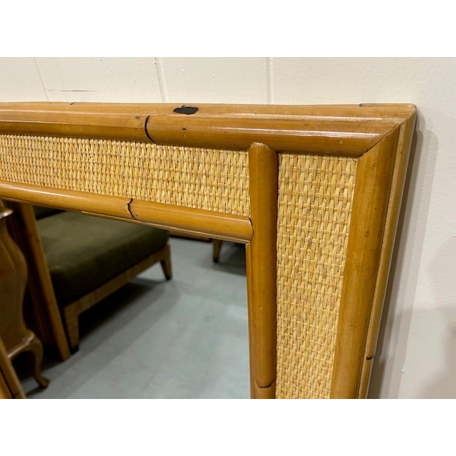 Boho Chic Late 20th Century Cane Rattan Bamboo Mirror For Sale - Image 3 of 5