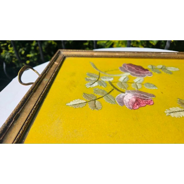 Art Deco Wooden Tray with Embroidered Lion Paws, 1920s For Sale - Image 4 of 7