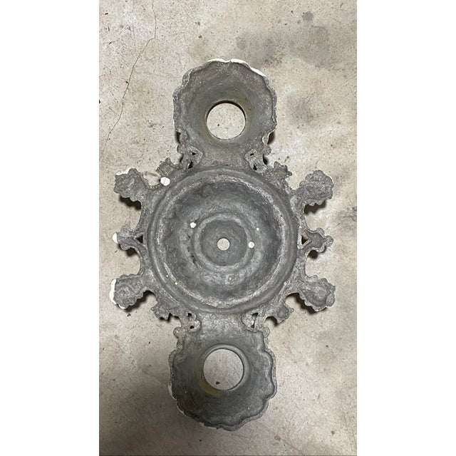 Antique Victorian Style Floral Bronze 3-Hole Ceiling Light Plate For Sale - Image 4 of 5
