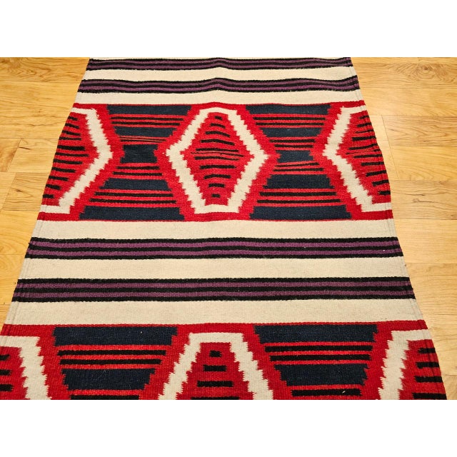 Vintage Native American Navajo Rug, Handwoven Wool, Chief’s Blanket Pattern, 3x5 For Sale - Image 4 of 11