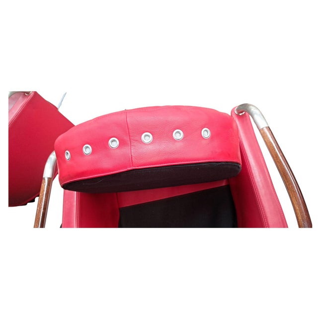 Vintage Italian Progetti Chairs in Red Leather by Massimo Scolari for Giorgetti,1990s, Set of 2 For Sale - Image 4 of 10