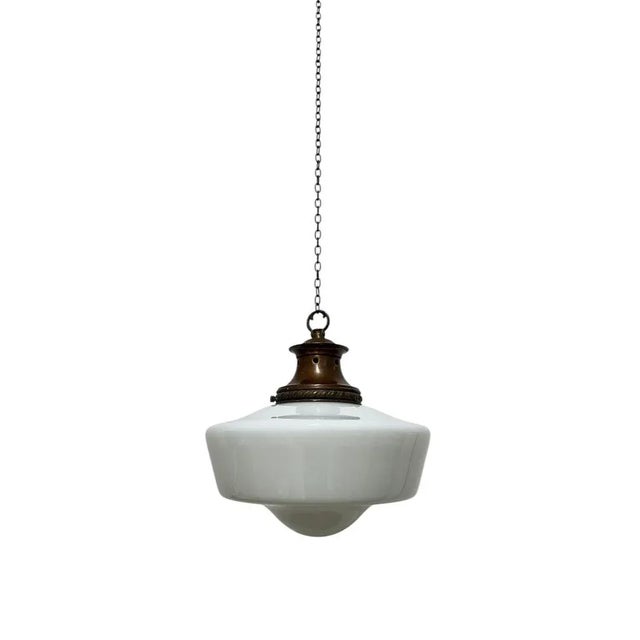 English Opaline Milk Glass Church Pendant, 1930s For Sale - Image 4 of 4