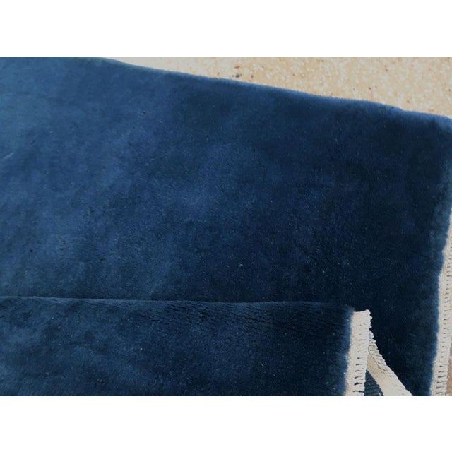 Navy Blue Galerie Shabab Collection Mid-20th Century Handmade Chinese Art Deco Throw Rug in Blue For Sale - Image 8 of 9