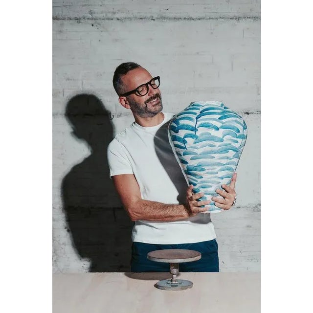 Essence of Form Brushstroke Meadow Green Handcrafted Vase by Onofrio Acone For Sale - Image 6 of 11