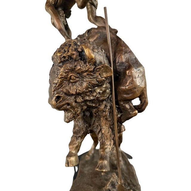 American "Buffalo Horse" Signed Bronze Sculpture After Frederic Remington - 22" H For Sale - Image 3 of 13
