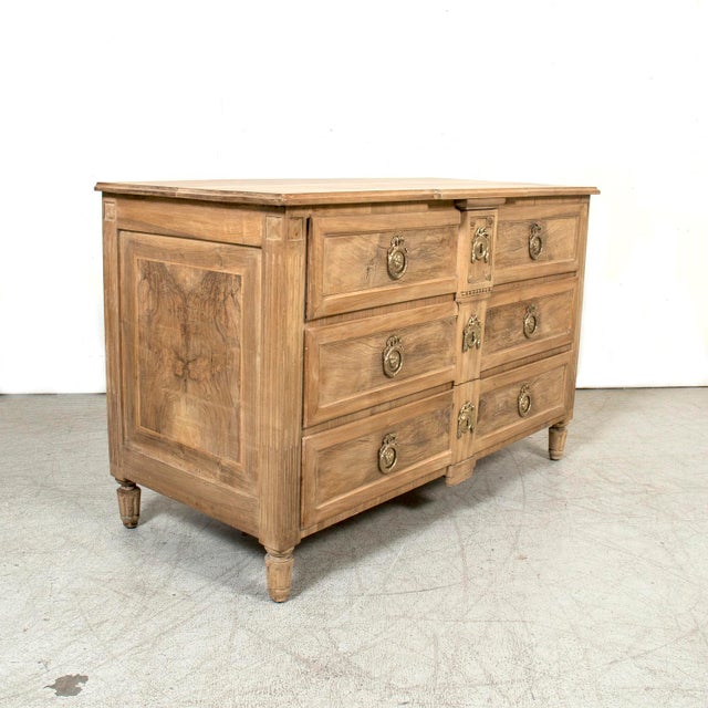 18th Century 18th Century French Louis XVI Period Bleached Walnut and Burl Walnut Three-Drawer Commode For Sale - Image 5 of 9