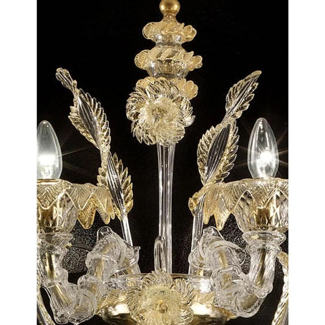 Murano Glass Chandelier with Gold Leaf and Flowers by Simoeng, in Exhibition Piece conditions. Designed from 2000 Up to...