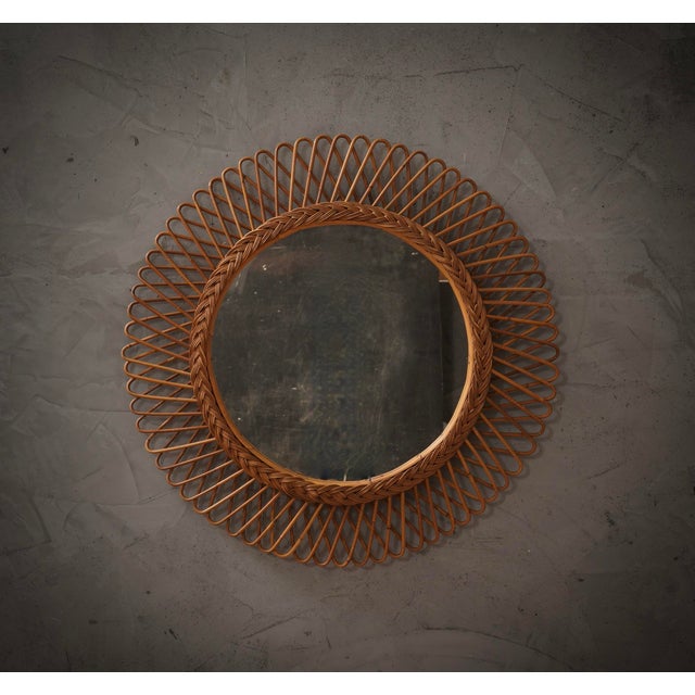 Brown Mid-Century Modern Rattan Wall Mirror from Olaf Von Bohr, Italy, 1960s For Sale - Image 8 of 9
