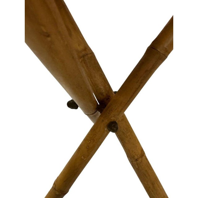 Vintage 1960s Mexican Brown Leather Tripod Folding Stool For Sale - Image 4 of 8