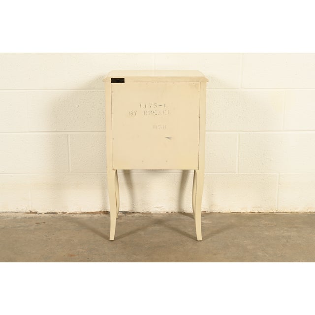 Drexel French Provincial Louis XV Cream Lacquered and Gold Gilt Nightstand, Circa 1950s For Sale - Image 13 of 15