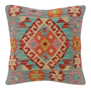 Shabby Chic Turkish Hammond Hand Woven Kilim Pillow For Sale