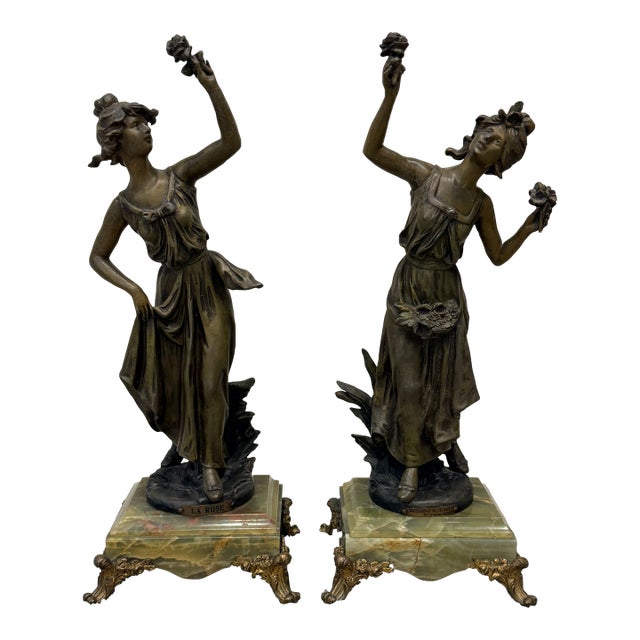Pair of Signed Emile Carlier Bronze Sculptures For Sale