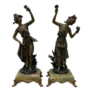 Pair of Signed Emile Carlier Bronze Sculptures